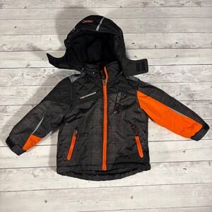 32 Degrees Weatherproof Boys Jacket 2T Black Orange Hooded Puffer Coat